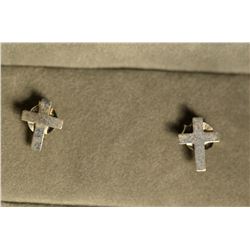 St Silver Cross Earrings