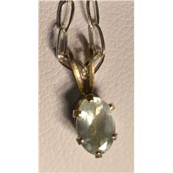 St Silver Aquamarine Pendant Necklace
