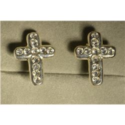 Sterling Silver Cubic Zirconia Cross Earrings