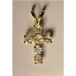10kt Gold Moonstone Cross Pendant