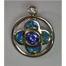 St Silver Opalite & Gemstone Pendant