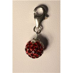 St Silver & Red CZ Charm