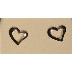14K White Gold Heart-shaped Earrings