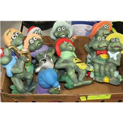 TRAY OF FROG ORNAMENTS