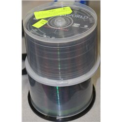 CONTAINER OF 55 DVD MOVIES & 51 UNUSED DVD+R DISCS