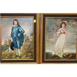 LARGE PINK & BLUE BOY LITHOGRAPHS 21" X 16"