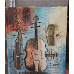 FRAMED CANVAS PAPER ART VIOLIN