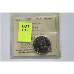 CANADA 2007 25¢ ( GRADED ICCS MS-66