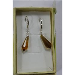 SWAROVSKI 20mm AMBER CRYSTAL & SILVER EARRINGS