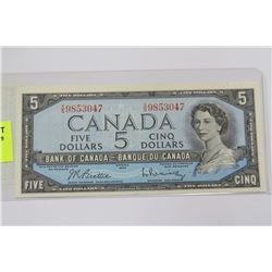 1954 UNCIRCULATED 5DOLLAR NOTE X/S 9853047