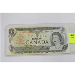 1973 1DOLLAR REPLACEMENT NOTE CROW / BOUEY