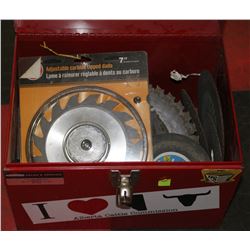 TOOL BOX W/ SAW BLADE AND GRINDING DISC