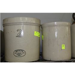 1 GAL CROCK - CRACKED & 2 GAL MEDALTA CROCK