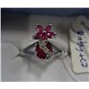 Image 1 : .925 SILVER NATURAL RUBY & CZ SIZE 6.5