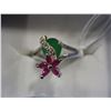 Image 1 : .925 SILVER NATURAL RUBY & EMERALD RING