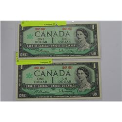 1867-1967 NO SERIAL MINT DOLARS X2
