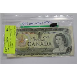 1973 UNCIRCULATE CANADIAN $1 DOLLAR BILL