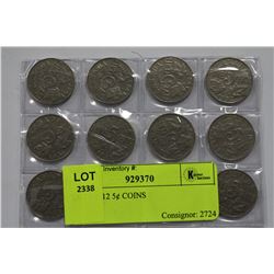 LOT OF 12 5¢ COINS