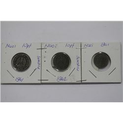 THREE NAZI COINS WITH SWASTIKA