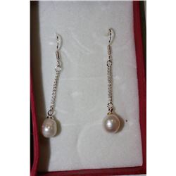 .925 SILVER FRESHWATER PEARL EARRINGS