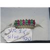 Image 1 : .925 SILVER NATURAL EMERALD & RUBY RING SIZE 5.5