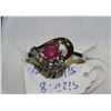 Image 1 : .925 SILVER NATURAL RUBY & CZ RING SIZE 8