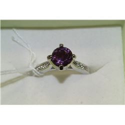 .925 SILVER PURPLE AMETHYST RING SIZE 6.5