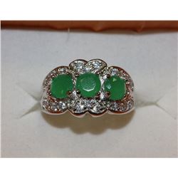 .925 SILVER NATURAL EMERALD RING