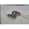Image 1 : .925 SILVER NATURAL EMERALD & RUBY RING SIZE 9