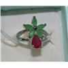 Image 1 : .925 SILVER NATURAL RUBY & EMERALD RING SIZE 6.5