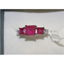 .925 SILVER NATURAL RUBY RING SIZE 8.5