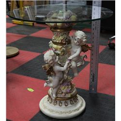 POLYRESIN FIGURINE GLASS TABLE