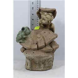BOY & FROG GARDEN DECORATION