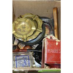 SMALL BOX OF VINTAGE SMOKING PARAPHENALIA