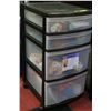 Image 1 : 4-TIER PLASTIC STORAGE ON WHEELS FULL OF
