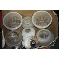 BOX OF ASSORTED VINTAGE LIGHTING COVERS / SHADES