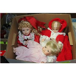 BOX W/3 COLLECTABLE DOLLS