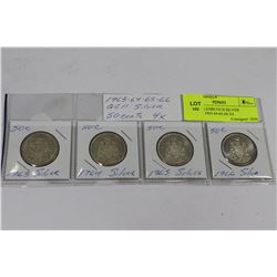 QUEEN ELIZIBETH II SILVER 50CENTS 1963-64-65-66 X4