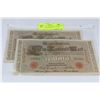 Image 1 : 1910 GERMAN 1000 MARK NOTES CONSECUTIVE S/N X2