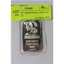 NORTHWEST TERRITORIAL MINT 1oz SILVER BAR