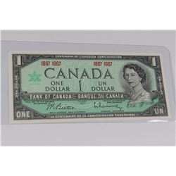 UNC CENTENNIAL CANADIAN ONE DOLLAR BANKNOTE