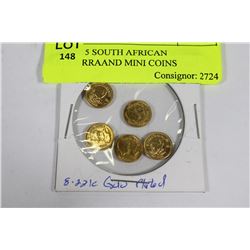 LOT OF 5 SOUTH AFRICAN KRUGERRAAND MINI COINS