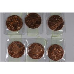 .999 FINE COPPER COIN X6