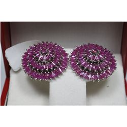 .925 SILVER GEMSTONE EARRINGS ( NATURAL RUBY )