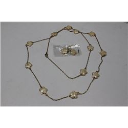 18k GLD PLATED MOTHER OF PEARL NECKLACE & EARRINGS