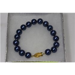 10MM ROYAL BLUE SEA SHELL PEARL BRACELET