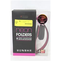 NEON STEREO HEADPHONES W/ IN-LINE MICROPHONE
