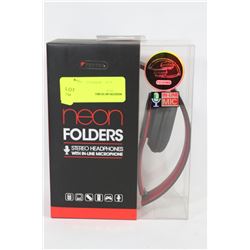 NEON STEREO HEADPHONES W/ IN-LINE MICROPHONE