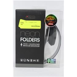 NEON STEREO HEADPHONES W/ IN-LINE MICROPHONE