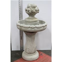 CONCRETE BIRD BATH W FRUIT TOP